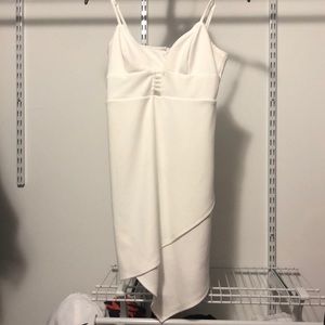 Asymmetrical white bodycon dress